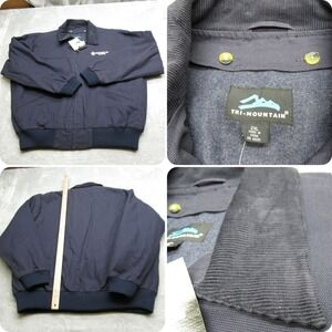 Tri-Mountain Jacket Men 2XL Navy Canvas Removable Wool Liner Republic Worker NEW